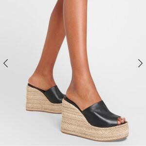 CHRISTIAN LOUBOUTIN ARIELLA ZEPPA 130 WEDGE HEEL SANDAL BLACK LEATHER SZ 40 NEW